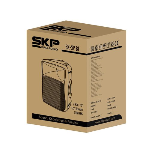 Caixa Ativa SKP PRO Áudio 15 Polegadas 250W RMS SKP SK 5P Preta Com Bluetooth