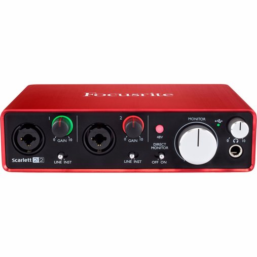 Kit para Gravação de Audio Focusrite USB Scarlett 2i2 2a Geração + Fone HP60 Mk II + Mic CM25 Mk II