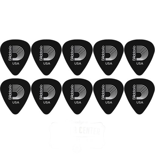Kit Encordoamento de Guitarra D'Addario 010 com 2 Jogos EXL110-B + 2 Cordas Mi Extra e 10 Palhetas Planet Waves Black Medium 0,70mm
