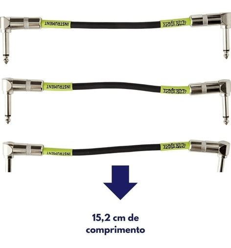 Cabo Para Pedais Ernieball P06050 Preto P10 15,24cm Kit C/ 3
