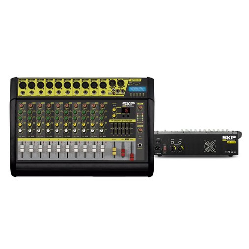 Mesa de Som Amplificada SKP Pro Audio VZ100 II 500W, 10 Canais, MP3, USB e Bt