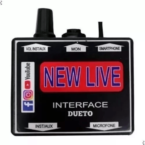 Interface De Áudio New Live Dueto Para Gravação Com 2 Canais