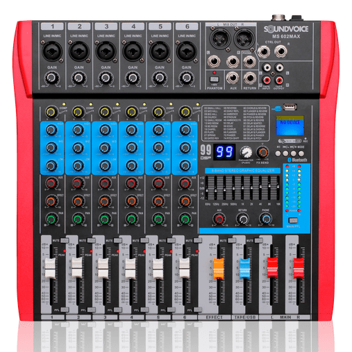 Mesa de som 6 Canais Soundvoice MS602 Max USB