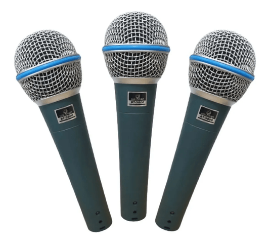 Microfone De Mão Dinâmico Waldman Bt5800 Kit Com 3 Cardióide