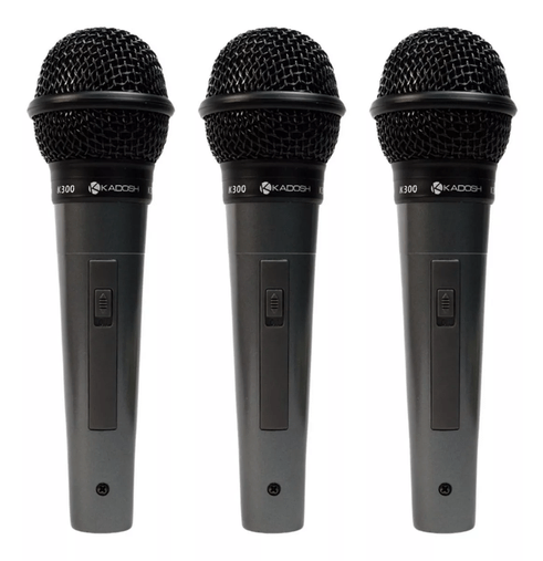 Microfone Mão Kadosh K300 Kit C/ 3 Unidades E Cabos