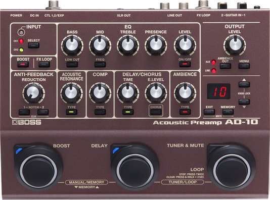 Pedal Boss Pré Amplificador De Violão Ad 10 Acoustic Preamp