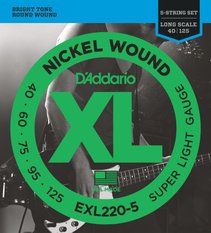 Encordoamento de Contrabaixo 5 Cordas D'Addario 040 Super Light EXL220-5  040-125