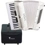 Acordeon Eagle Branco 80 baixos 7 registros 37 teclas com case luxo